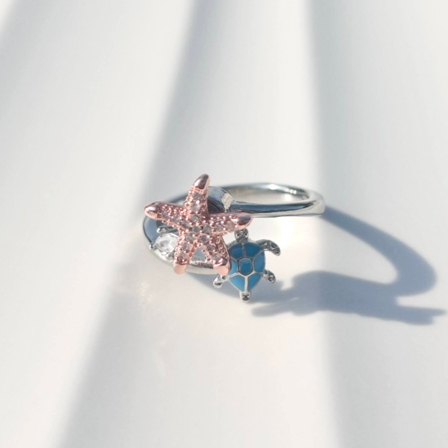 Starfish and Turtle Fidget Spinner Ring