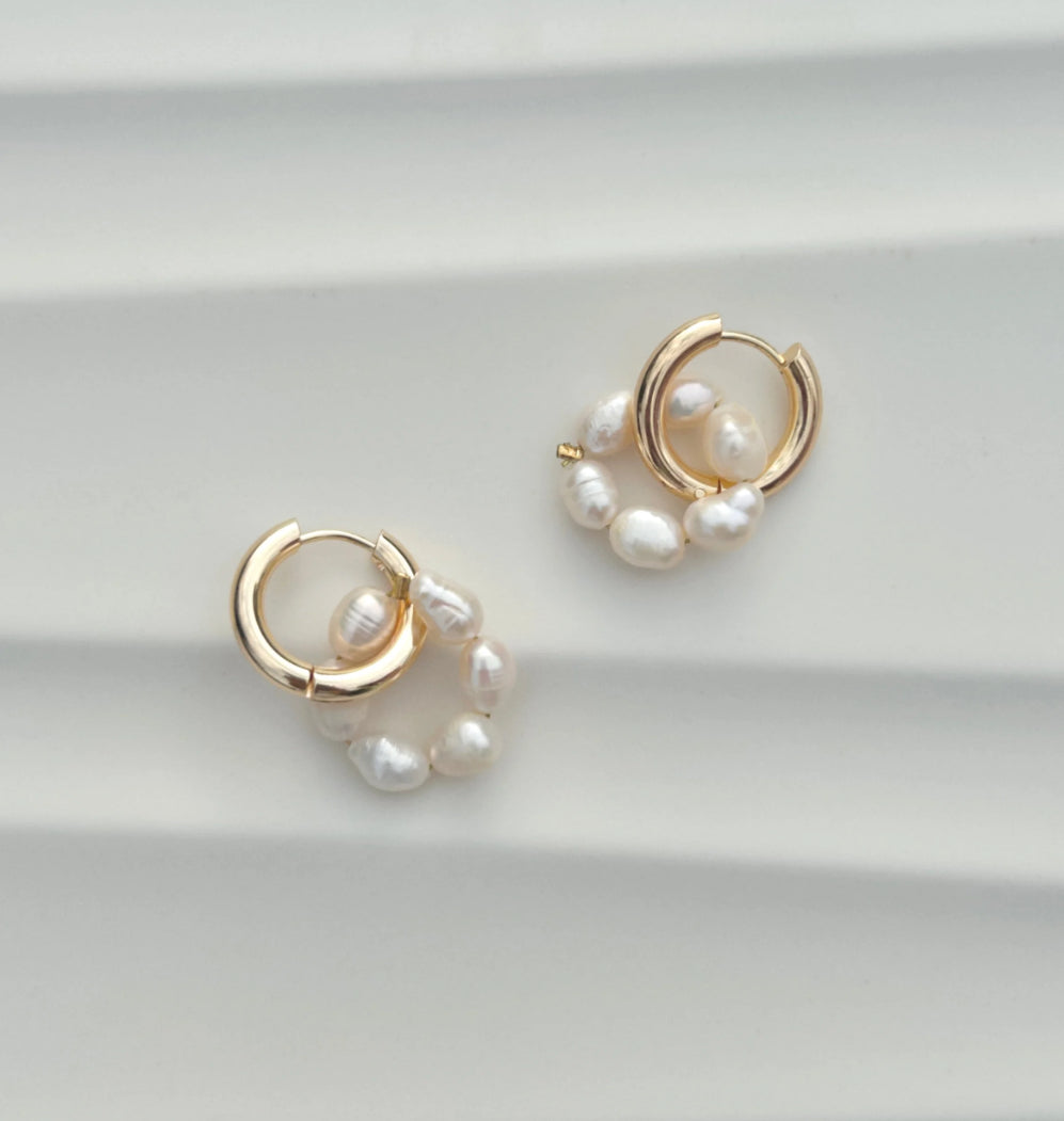 Circle of Pearls Hoop Earrings