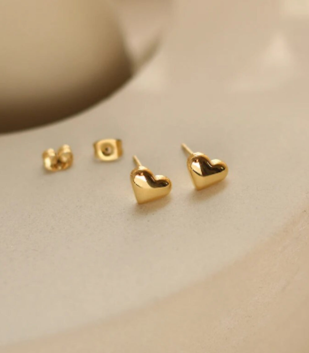 Gold Mini Heart Stud Earrings