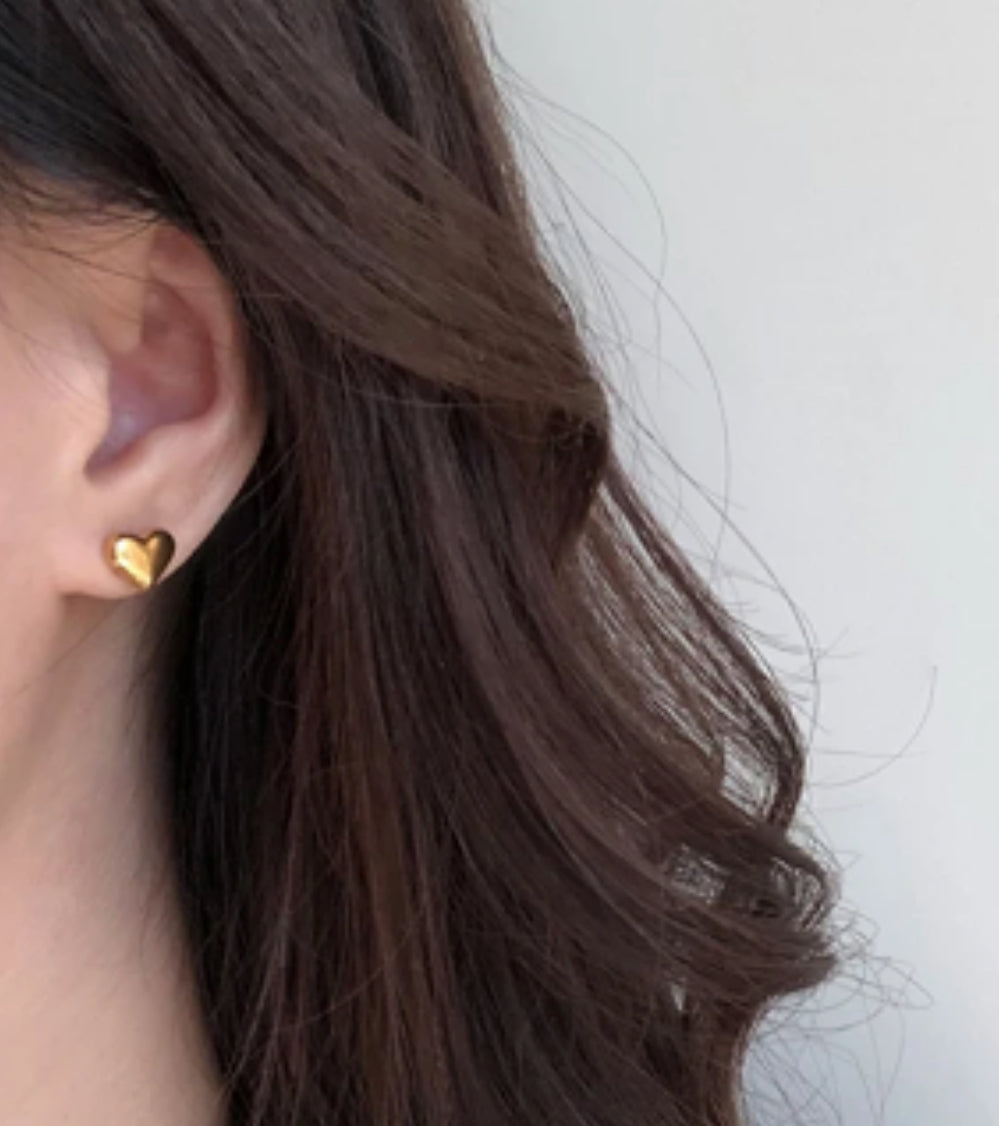 Gold Mini Heart Stud Earrings