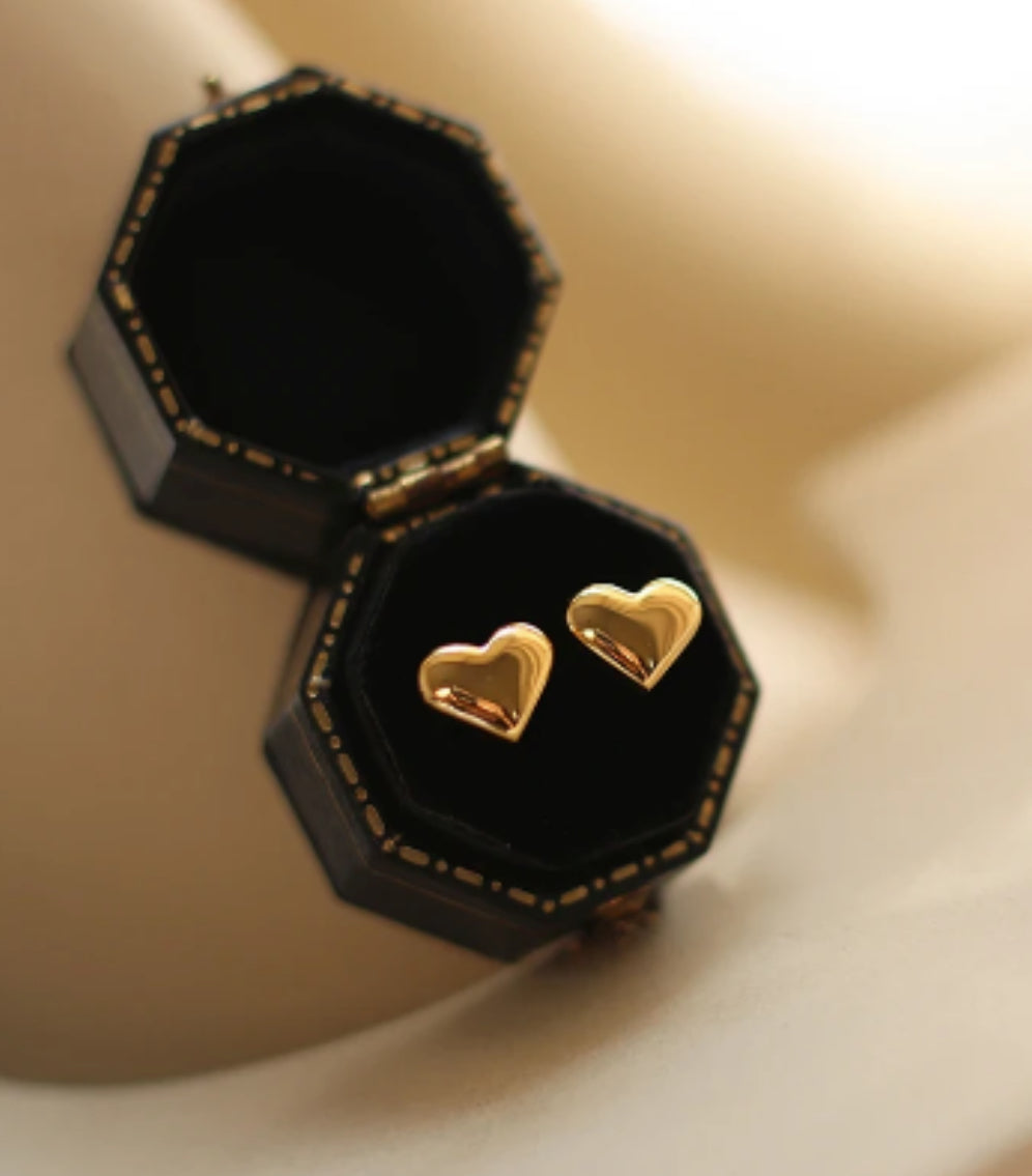 Gold Mini Heart Stud Earrings