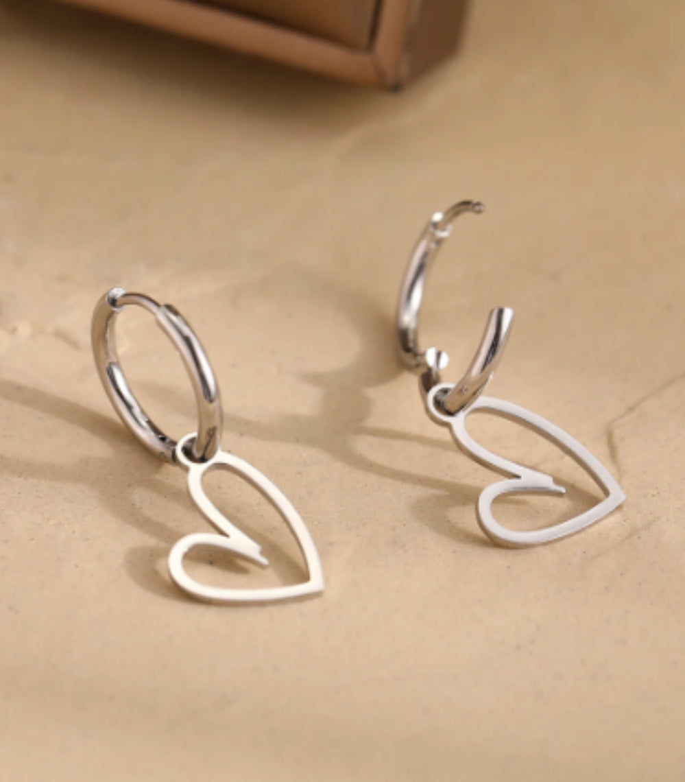 Heart Charm Hoops Earrings