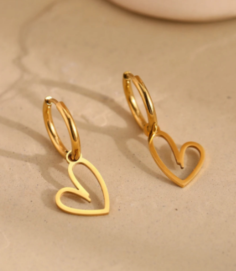 Heart Charm Hoops Earrings