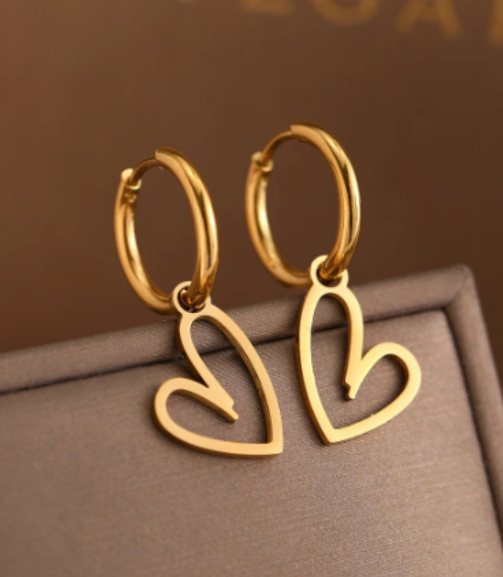 Heart Charm Hoops Earrings