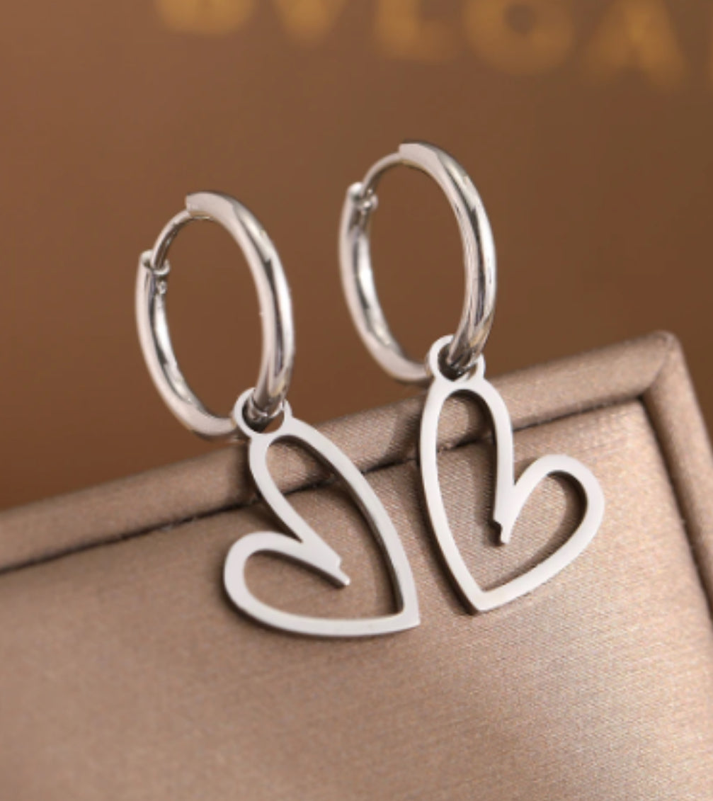 Heart Charm Hoops Earrings