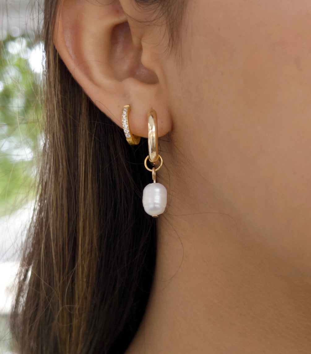 Solo Pearl Dangle Hoops Earrings