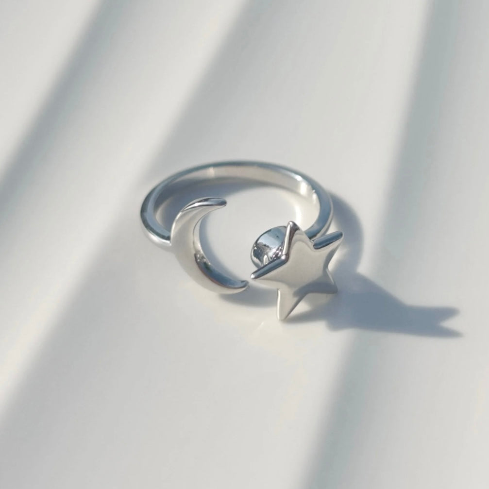 Moon and Star Fidget Spinner Ring