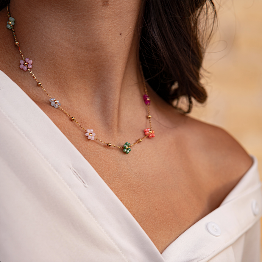 Multicolor Flowers Necklace