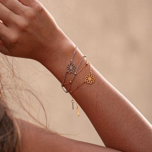 Daisy Flower Double Bracelet