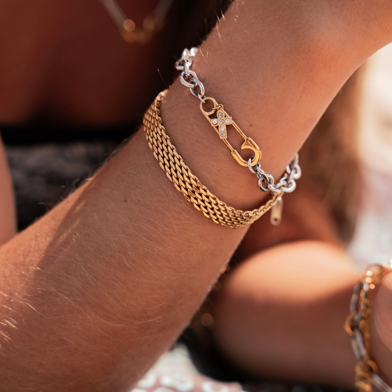 Safety Pin and Cross Bracelet