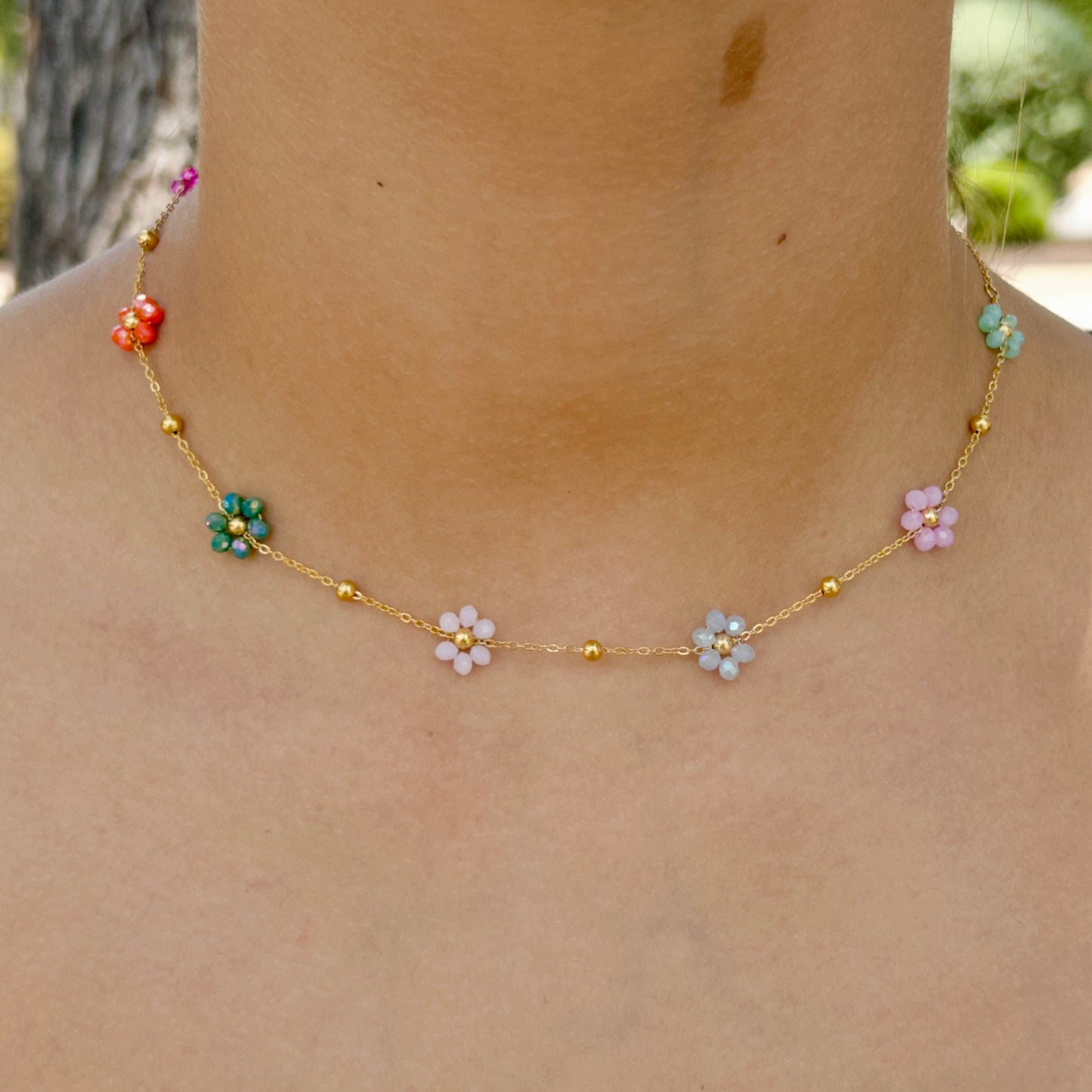 Multicolor Flowers Necklace